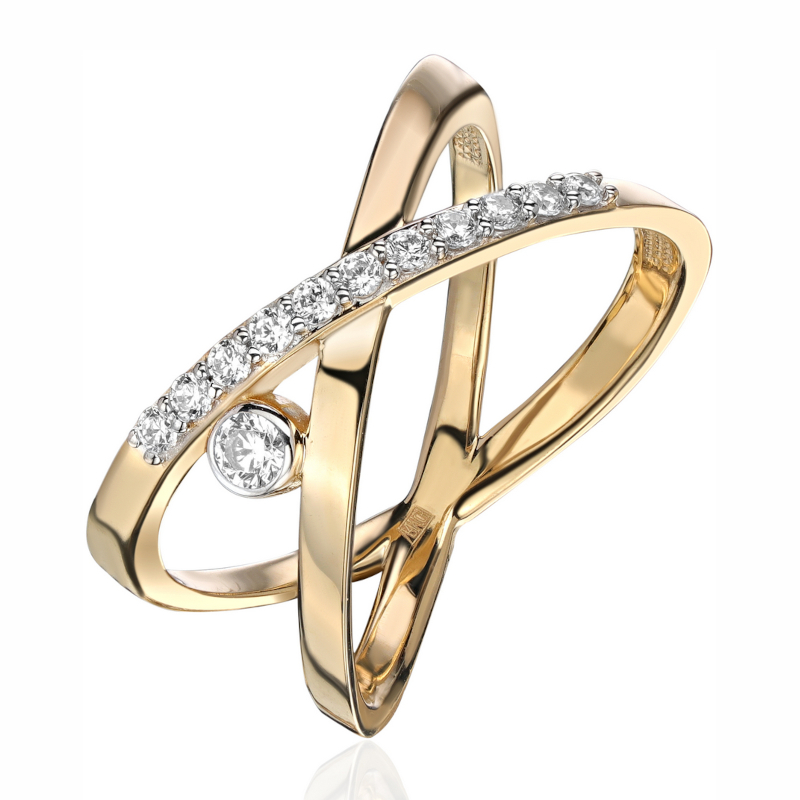 Кольцо из желтого золота 585 пробы с фианитами 01К1315099Р