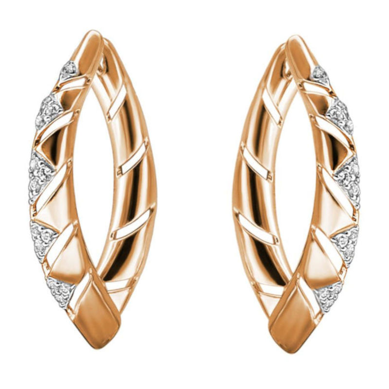 Серьги из красного золота 585 пробы с фианитами 01С1113242Р Серьги из красного золота 585 пробы с фианитами 01С1113242Р