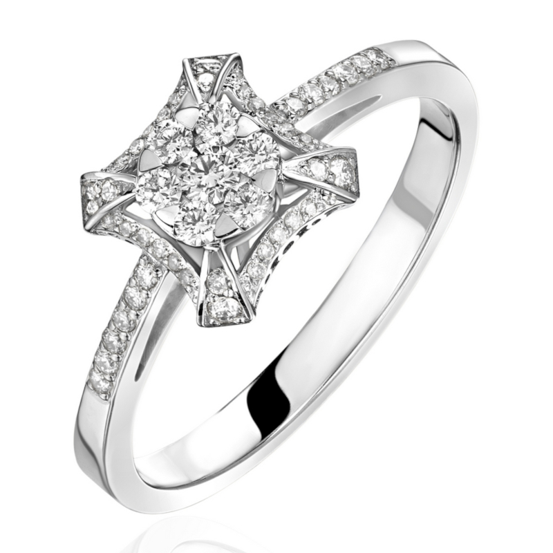 Кольцо из белого золота 585 пробы с бриллиантами 01К6215519