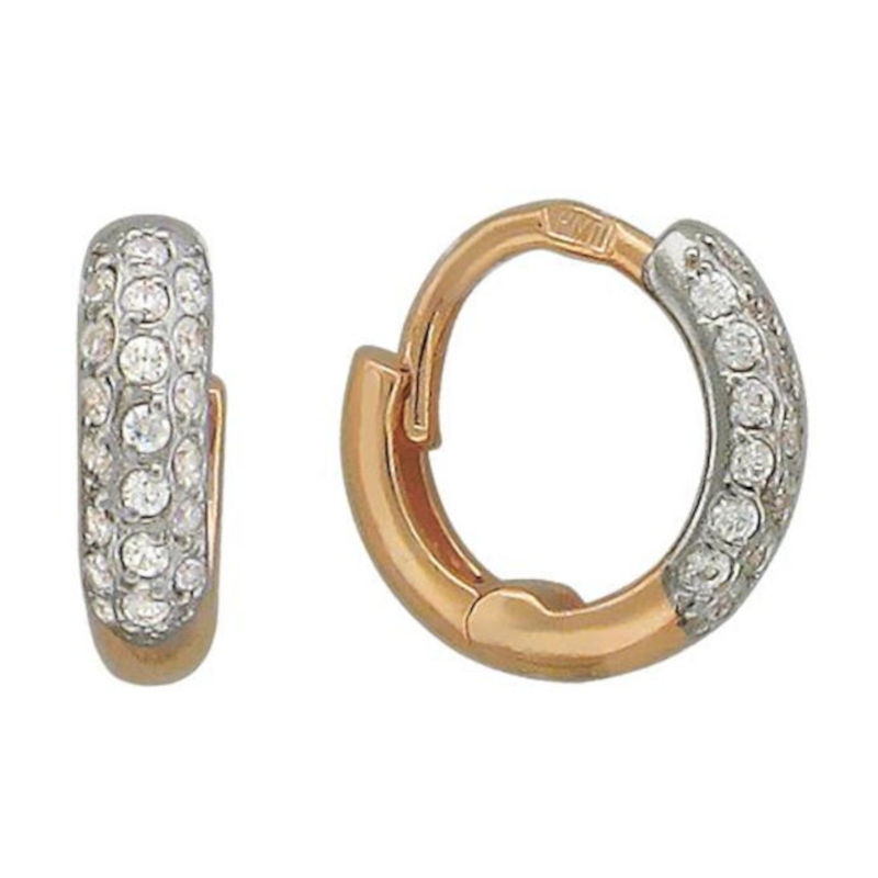 Серьги из красного золота 585 пробы с фианитами 01С114927