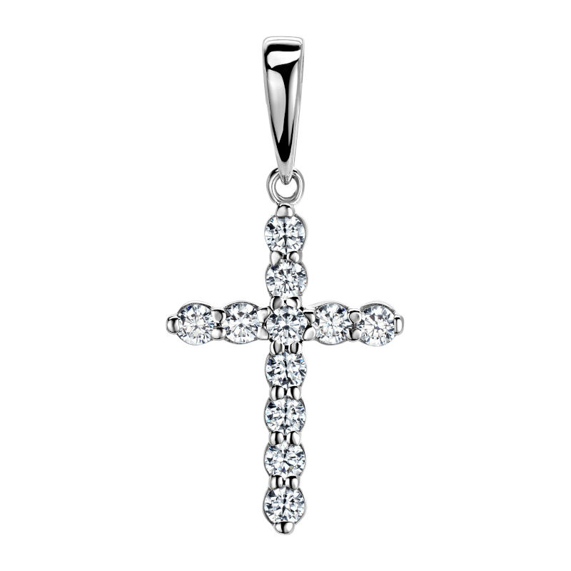Крест из белого золота 585 пробы с фианитами 01Р120780