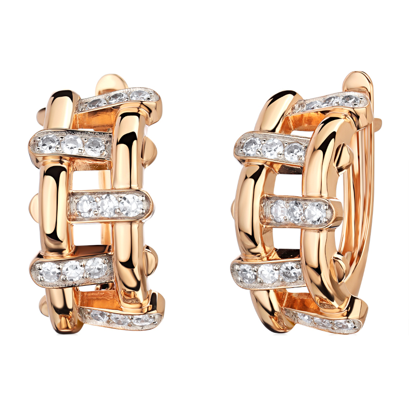 Серьги из красного золота 585 пробы с бриллиантами 01С6116935Р-17