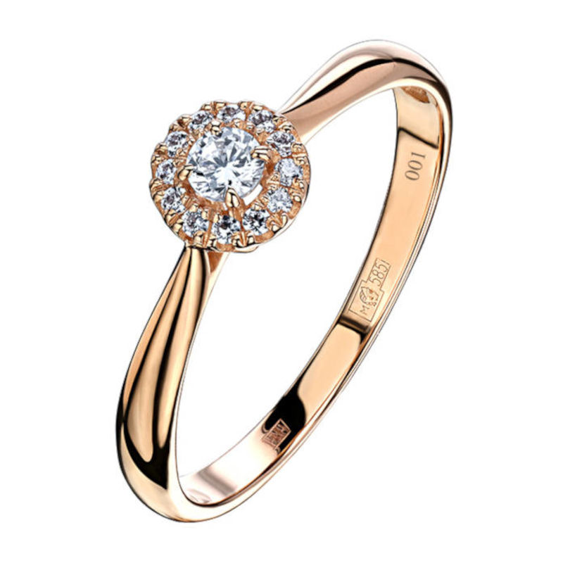 Кольцо из красного золота 585 пробы с фианитами 01К1113940