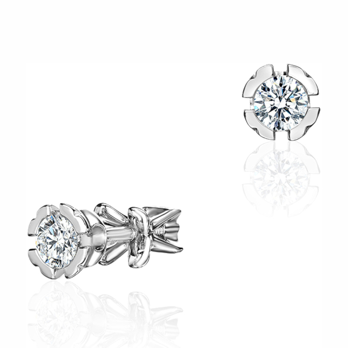 Серьги из белого золота 585 пробы с бриллиантами 01С623306