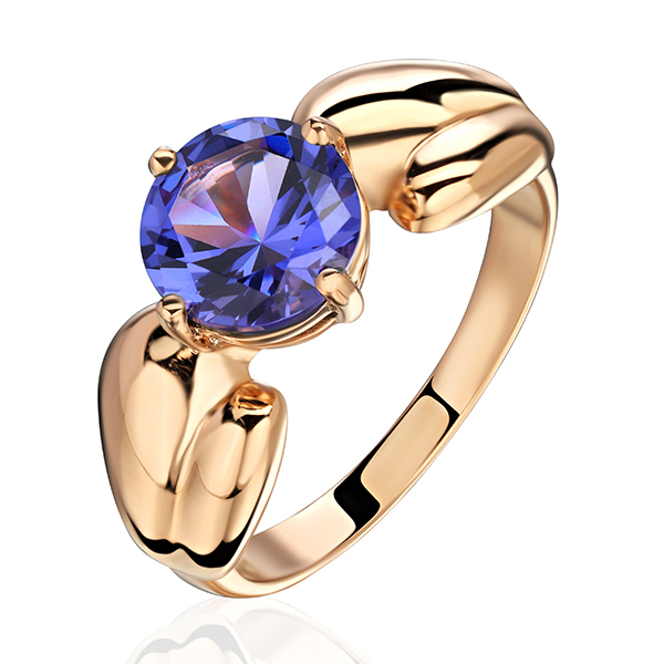 Кольцо из красного золота 585 пробы с наноситал танзанитом и фианитами 01К2115370-3