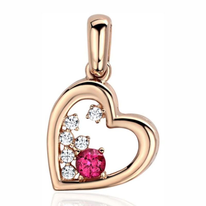 Подвеска "Сердце" из красного золота 585 пробы с корундом и фианитами 01П213869-1