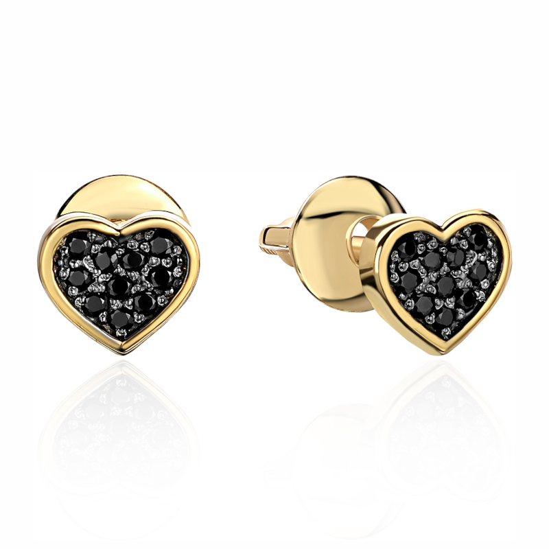 Серьги из желтого золота 585 пробы с фианитами 01С2314218ЧР-1