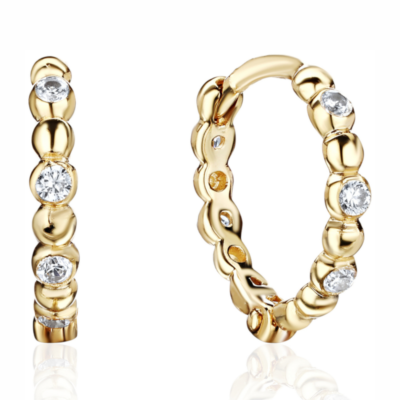 Серьга одиночная из желтого золота 585 пробы с фианитами 01С1316214