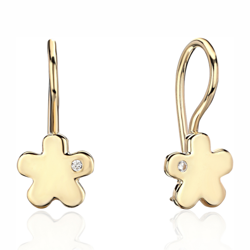 Серьги из желтого золота 585 пробы с фианитами 01С1314960