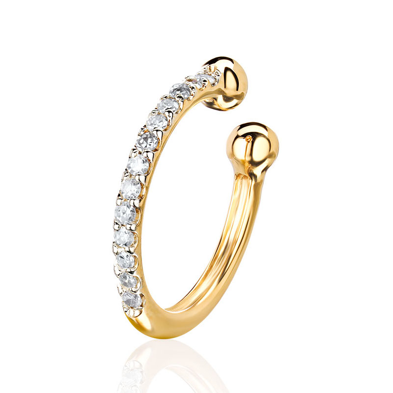 Серьга кафф без прокола из желтого золота 585 пробы с бриллиантами 01С6316919-17