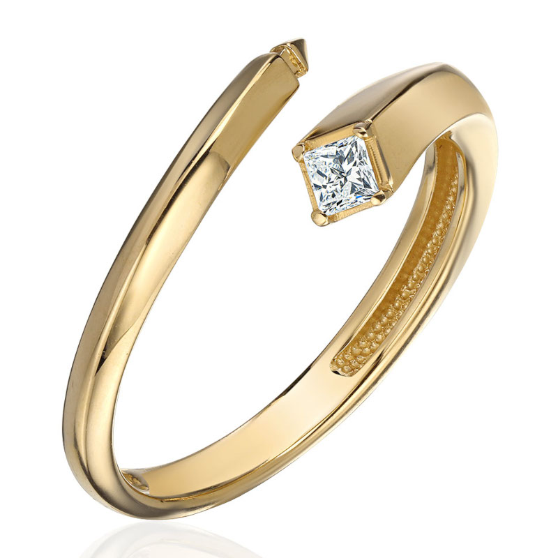 Кольцо из желтого золота 585 пробы с фианитами 01К1316328