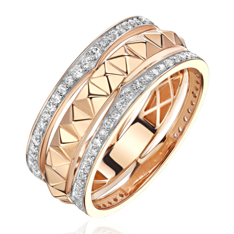 Кольцо из красного золота 585 пробы с бриллиантами 01К6115782Р-17