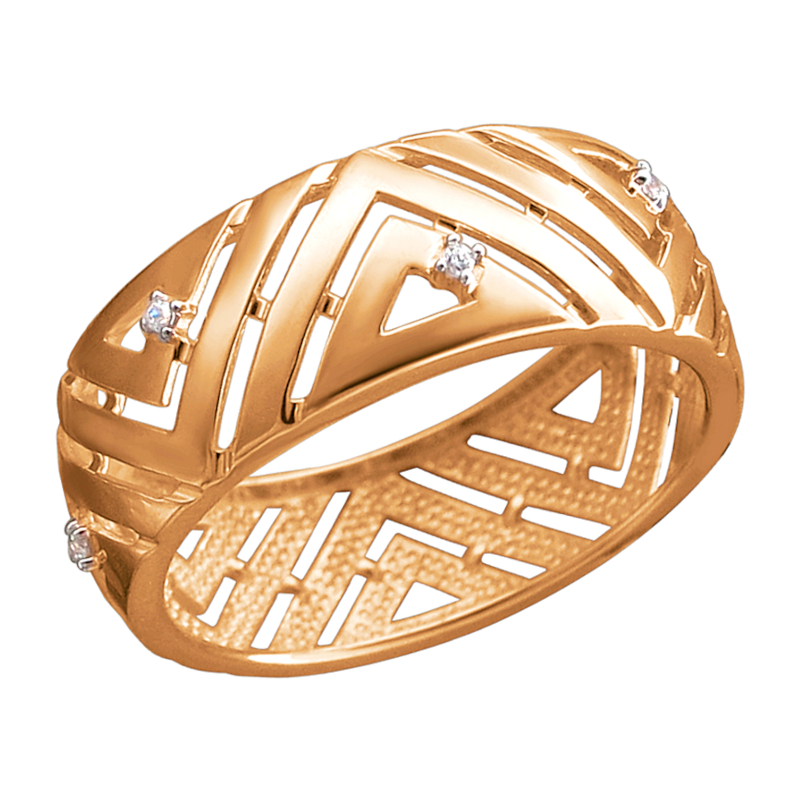 Кольцо из красного золота 585 пробы с фианитами 01К1114037