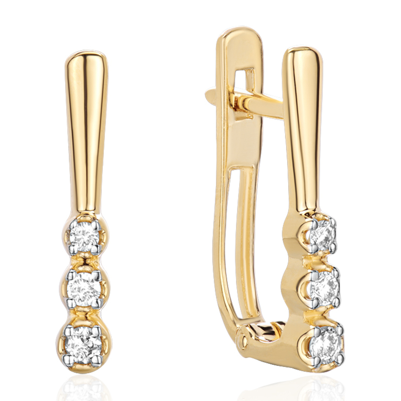 Серьги из желтого золота 585 пробы с бриллиантами 01С6315727Р