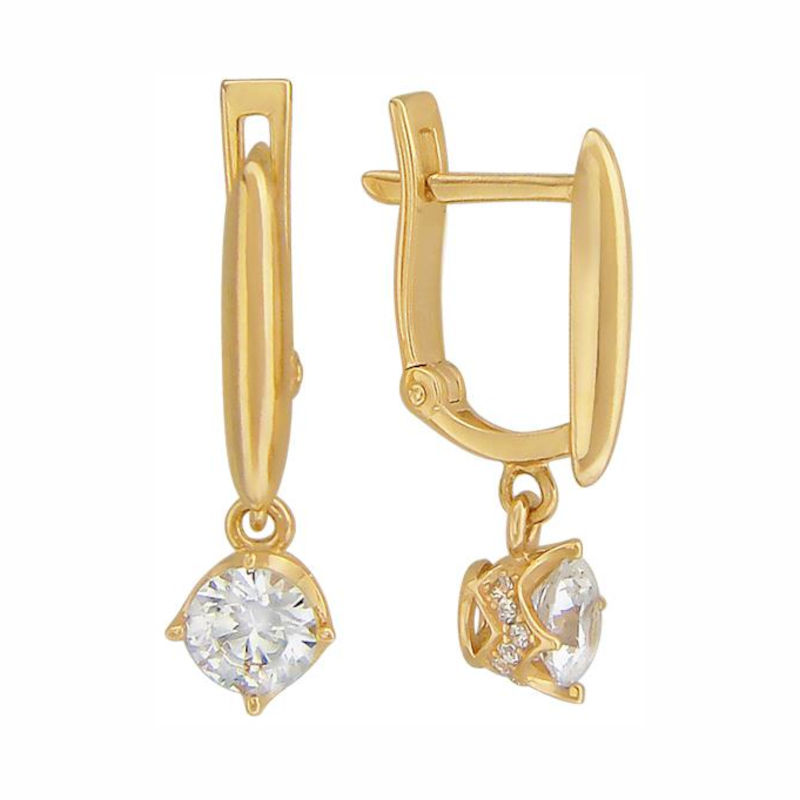 Серьги из желтого золота 585 пробы с фианитами 01С139300