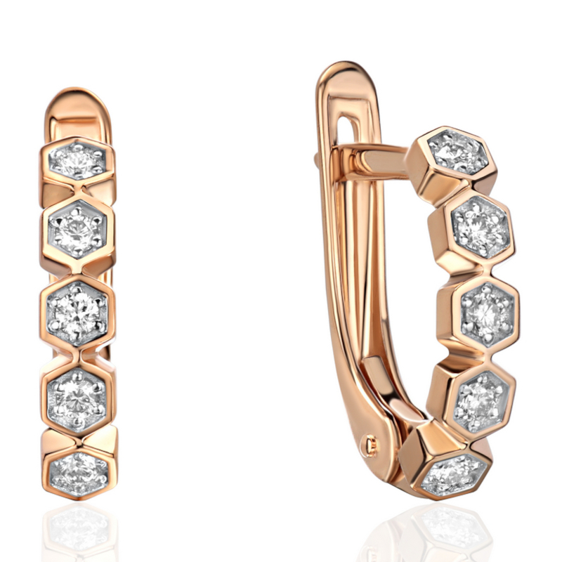 Серьги из красного золота 585 пробы с бриллиантами 01С6115589Р