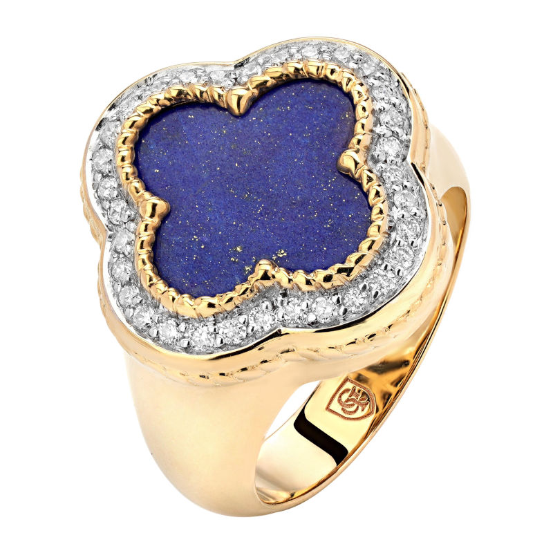 Кольцо из желтого золота 585 пробы с лазуритом и бриллиантами 01К6313313-2 Кольцо из желтого золота 585 пробы с лазуритом и бриллиантами 01К6313313-2