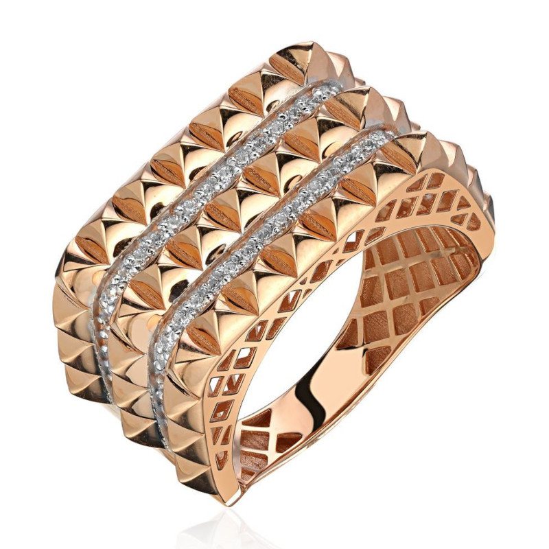 Кольцо из красного золота 375 пробы с фианитами 01К1115054S