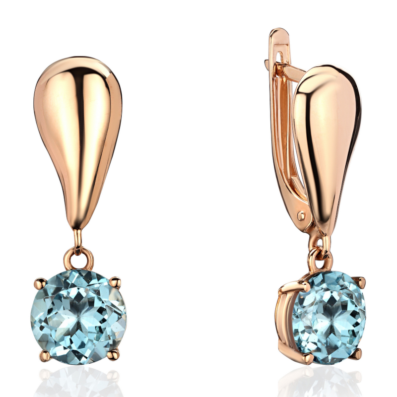 Серьги из красного золота 585 пробы с топазами 01С3115370-2
