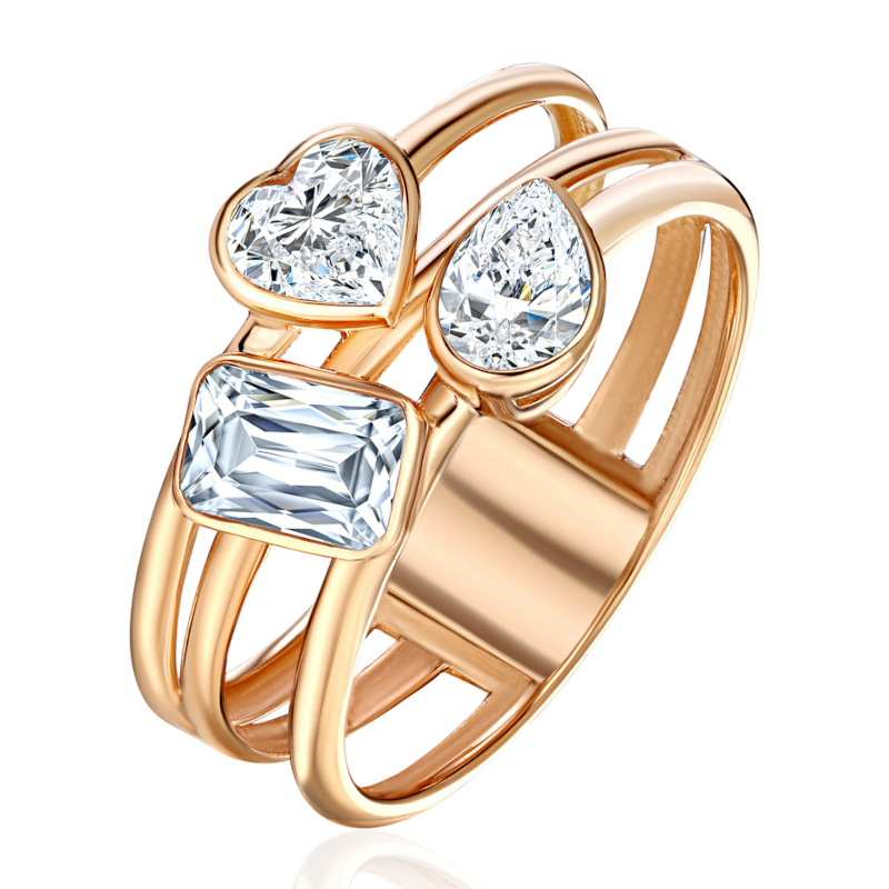 Кольцо из красного золота 585 пробы с фианитами 01К1115803