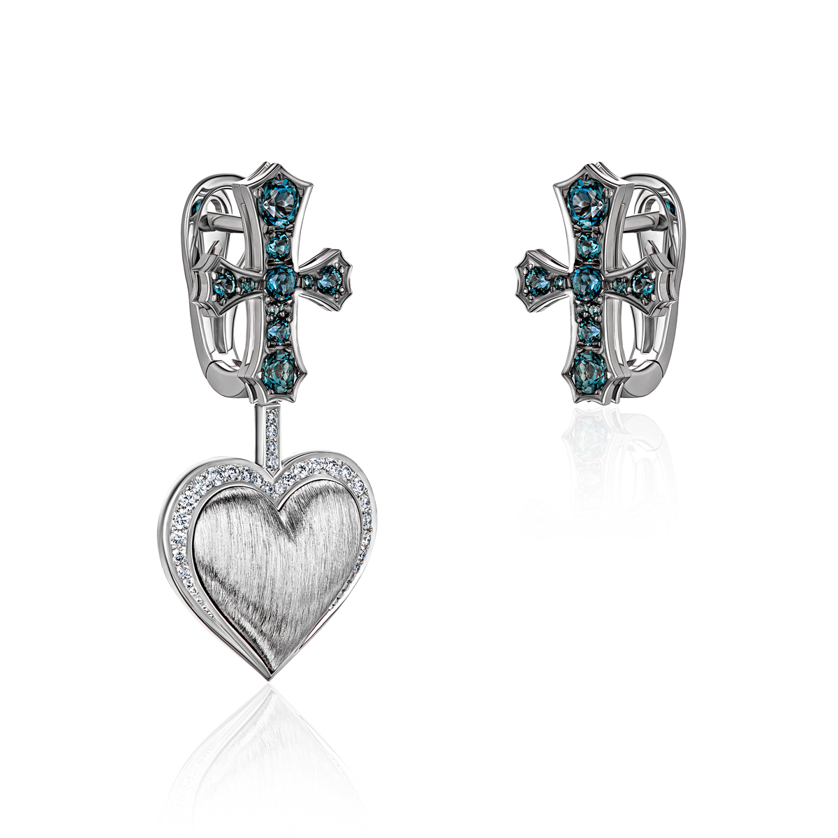 Серьги из белого золота 585 пробы 01С6215934ЧР-2