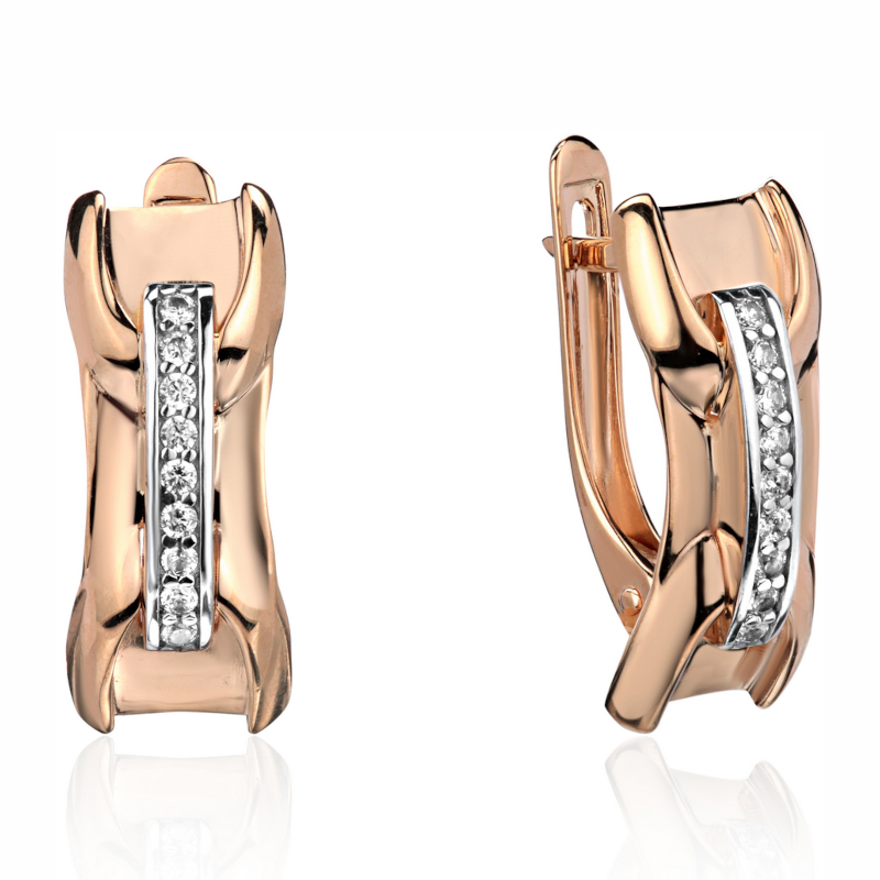 Серьги из красного золота 585 пробы с фианитами 01С1116078Р