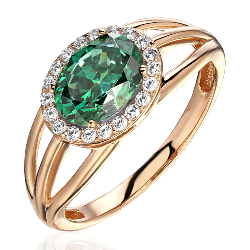 Кольцо из красного золота 585 пробы с фианитами 01К2115427-2