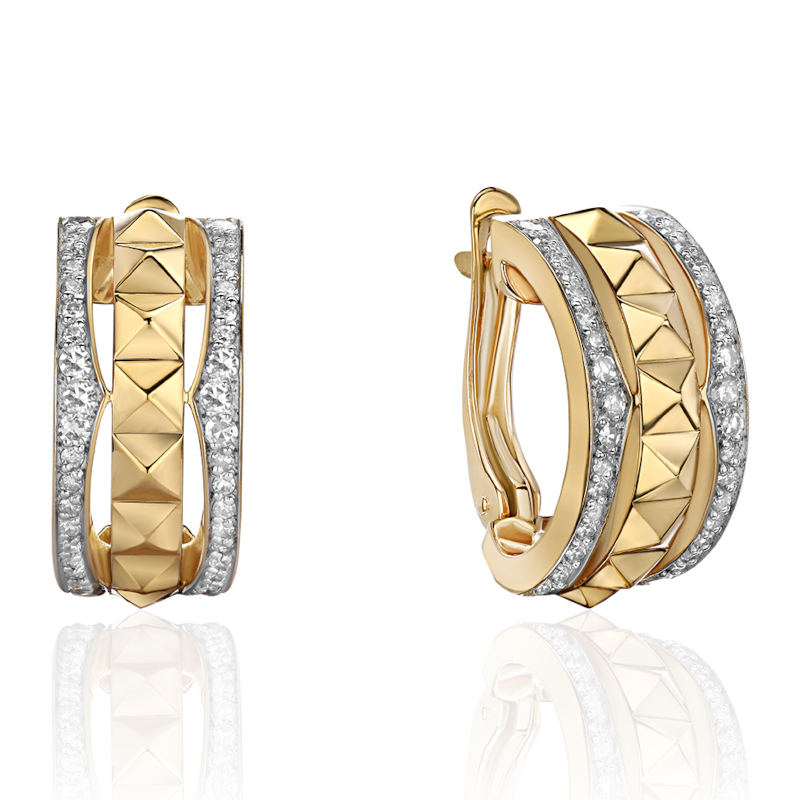 Серьги из желтого золота 585 пробы с бриллиантами 01С6316882Р-17