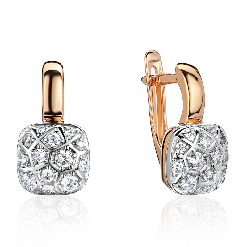 Серьги из красного золота 585 пробы с фианитами 01С1115078