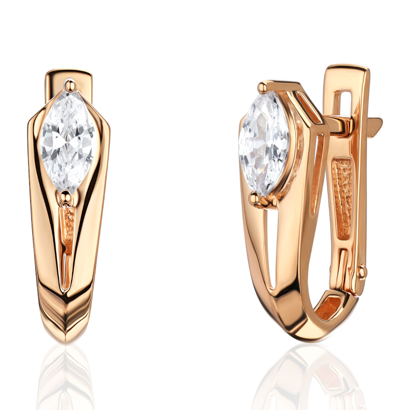 Серьги из красного золота 585 пробы с фианитами 01С1115671