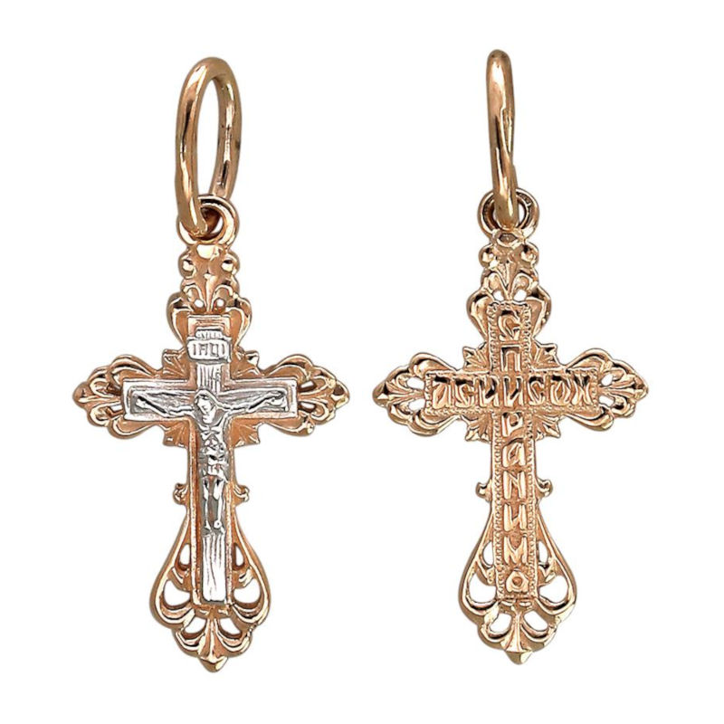 Крест нательный из красного золота 375 пробы без вставок 01Р010847S