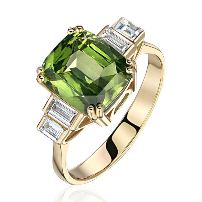 Кольцо из желтого золота 585 пробы с цирконом и бриллиантами 01К6317061-2