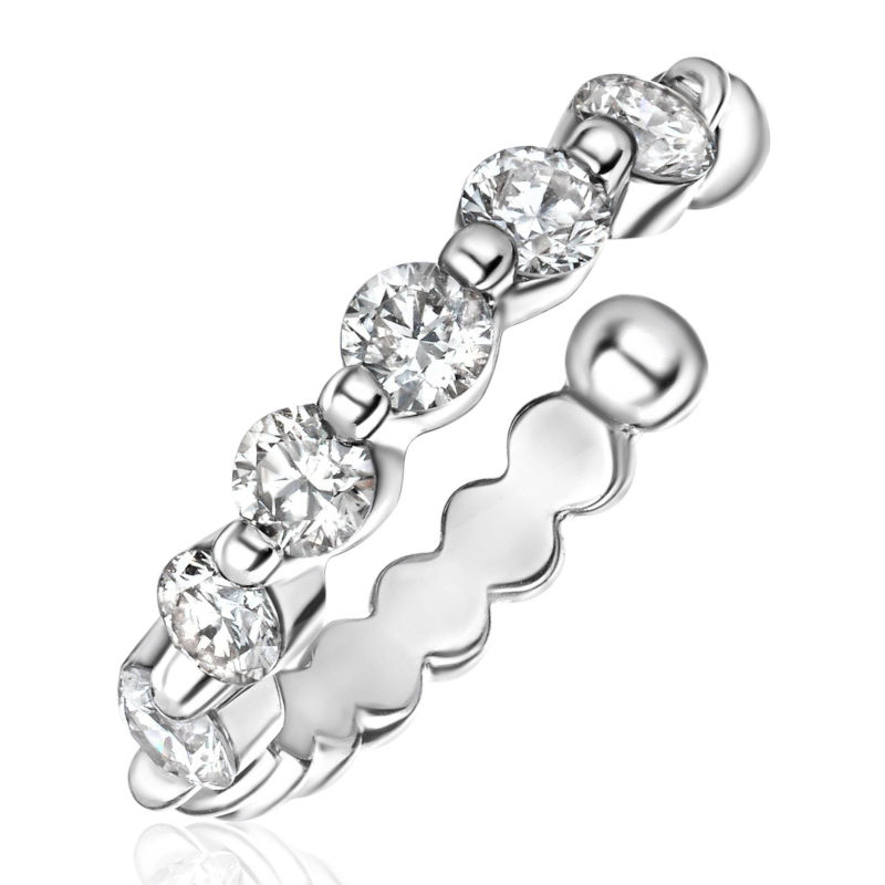 Серьга одиночная из белого золота 585 пробы с бриллиантами 01С6215680