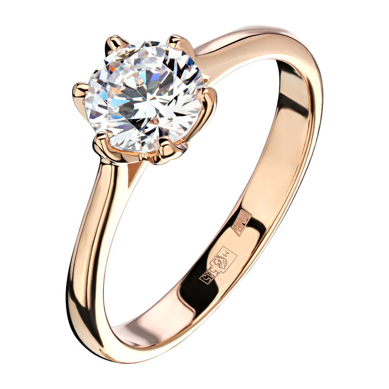 Кольцо из красного золота 585 пробы с фианитом 01К1113772