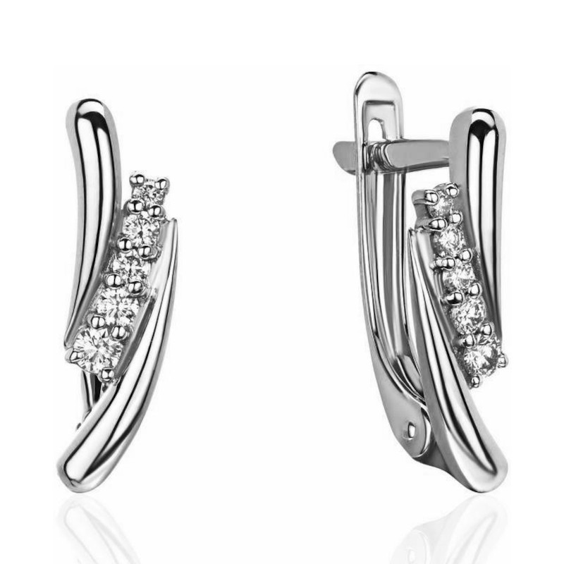 Серьги из платины 585 пробы с фианитами 01С1916890-585