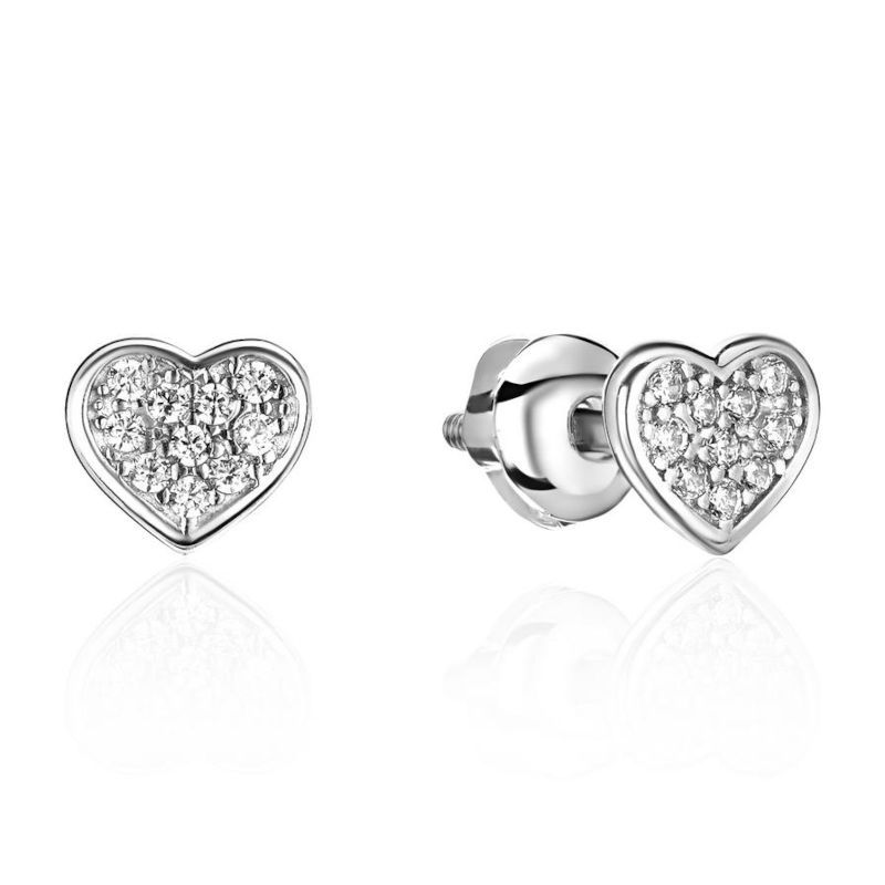 Серьги из платины 585 пробы с фианитами 01С1915318-585