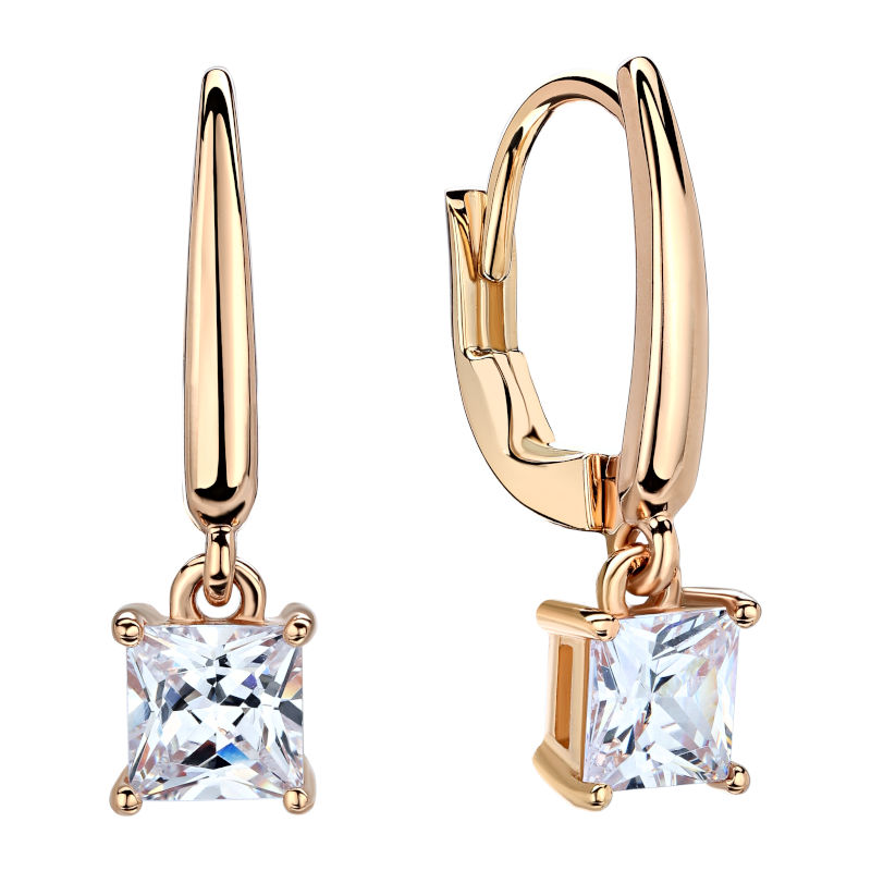 Серьги из красного золота 585 пробы с фианитами 01С1114874