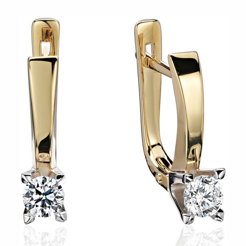 Серьги из желтого золота 585 пробы с фианитами 01С1314679Р