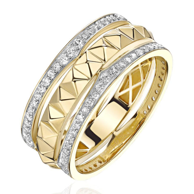 Кольцо из желтого золота 585 пробы с бриллиантами 01К6315782Р-17