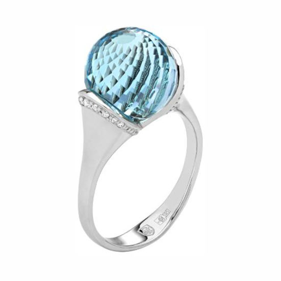 Кольцо из белого золота 585 пробы с топазом и бриллиантами 01К6211266-1