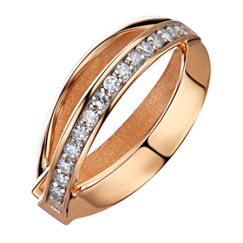 Серьга кафф из красного золота 585 пробы с бриллиантами 01С6116923-17