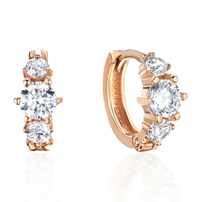 Серьга одиночная из красного золота 585 пробы с фианитами 01С1116211