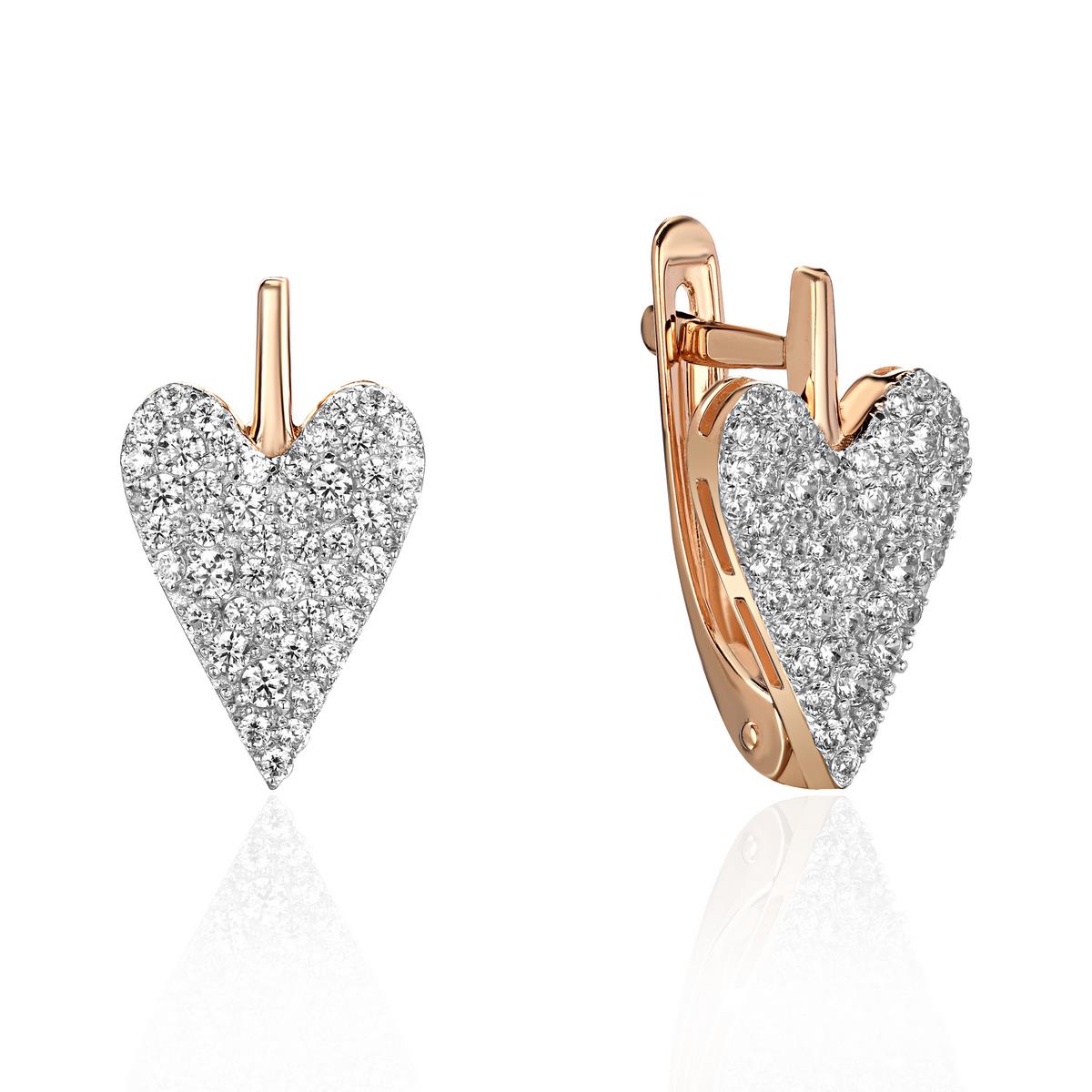 Серьги из красного золота 375 пробы с фианитами 01С1115496SР