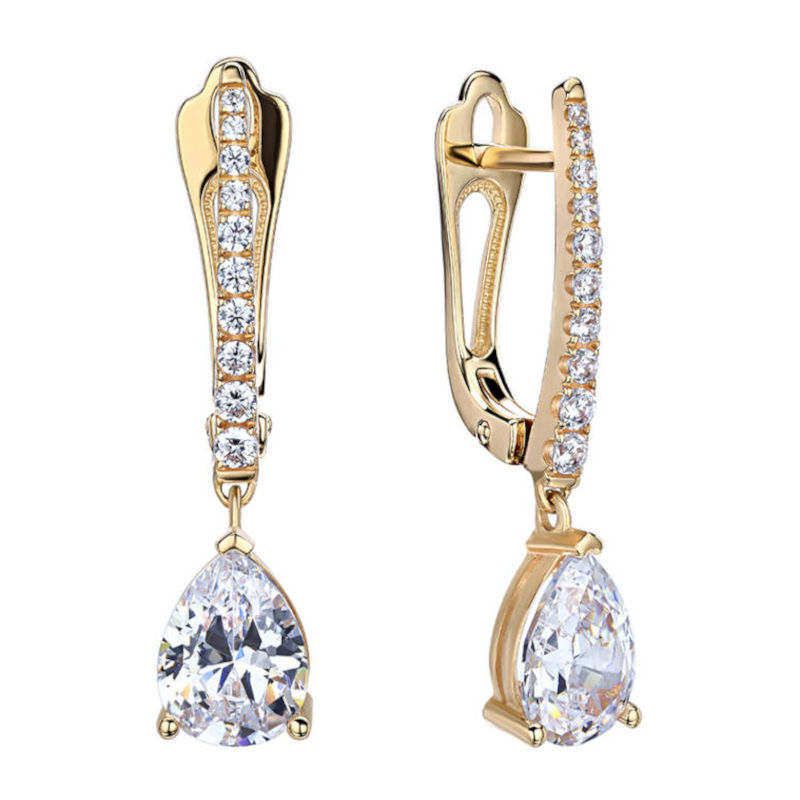 Серьги из желтого золота 585 пробы с фианитами 01С1315012