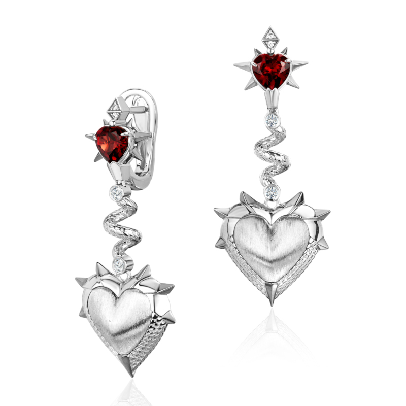 Серьги из белого золота 585 пробы 01С6215832ЧР-1