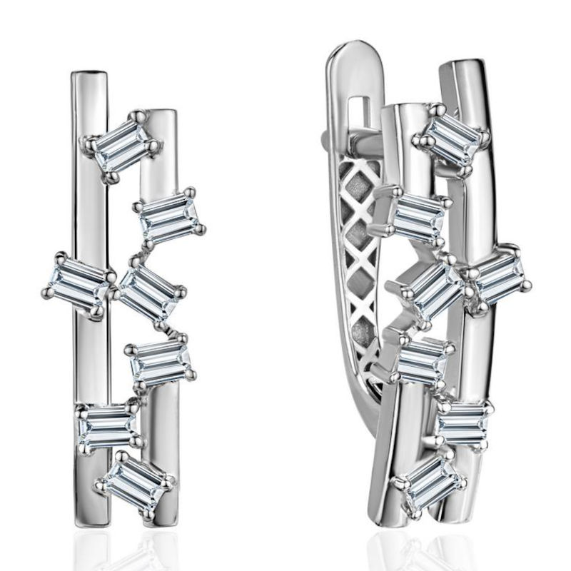 Серьги из белого золота 585 пробы с фианитами 01С1217050
