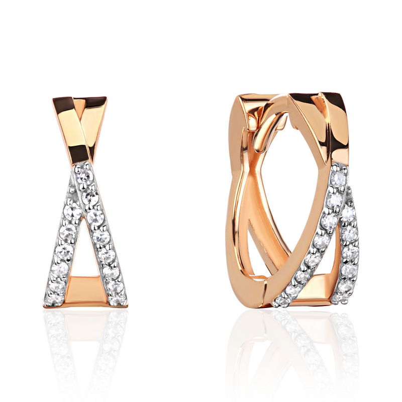 Серьги из красного золота 585 пробы с бриллиантами 01С6117119Р-17