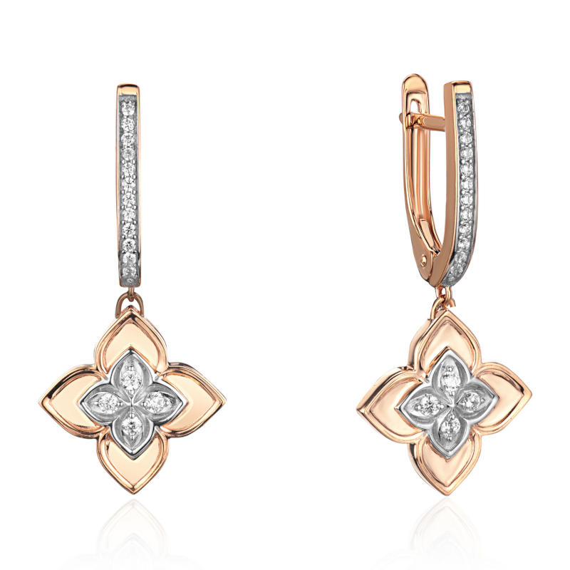 Серьги из красного золота 585 пробы с фианитами 01С1115582Р