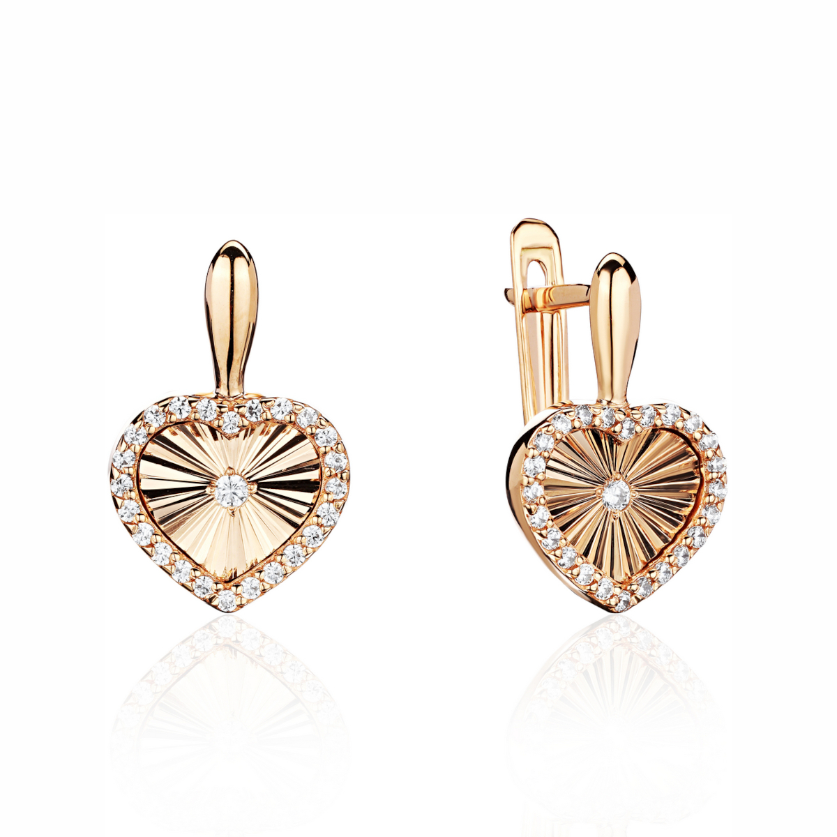Серьги из красного золота 585 пробы с фианитами 01С1115086