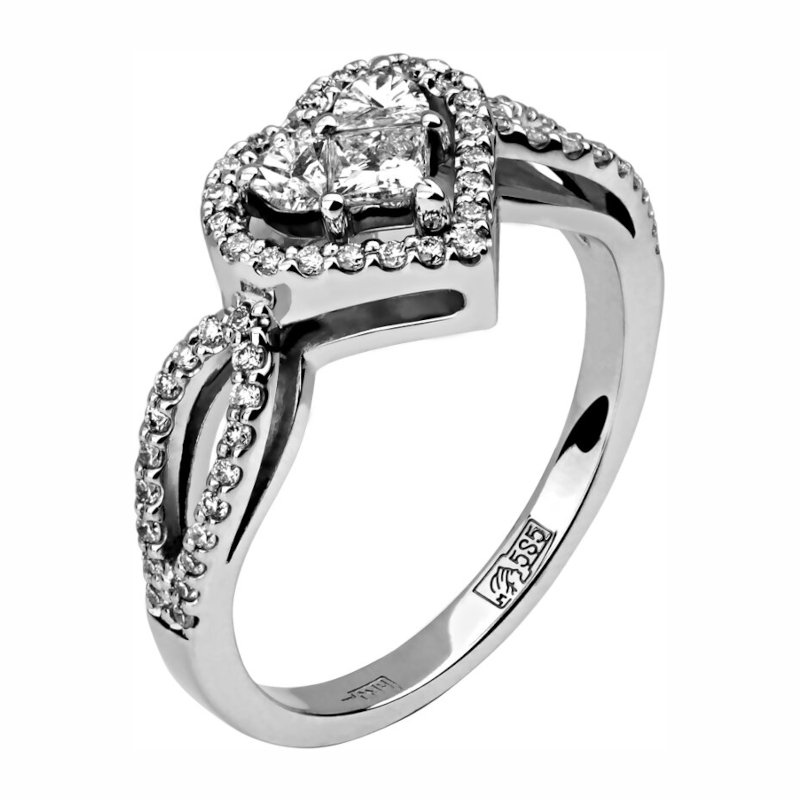 Кольцо из белого золота 585 пробы с бриллиантами 01К626798Z